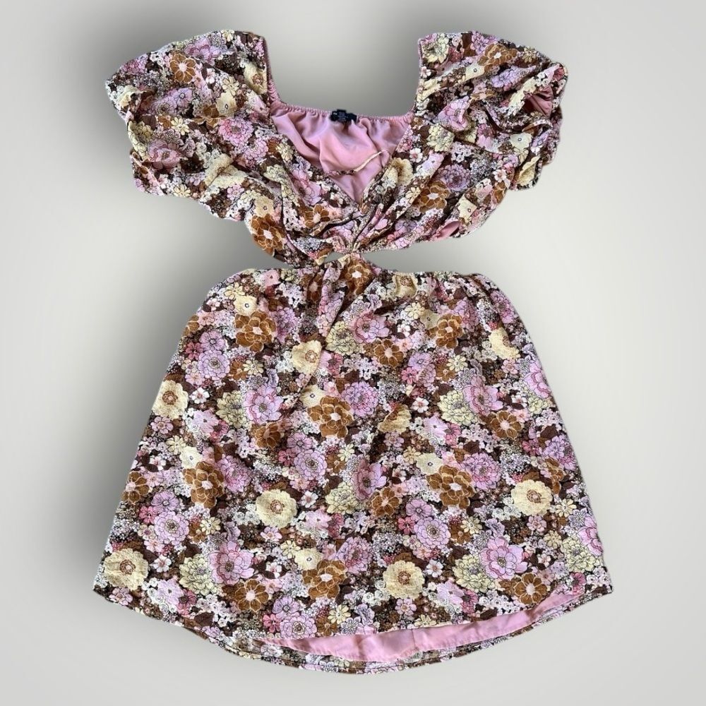 Forever 21 Floral Pink and Brown Dress